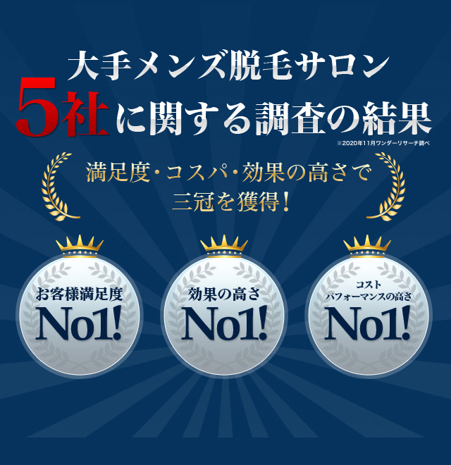 大手メンズ脱毛サロン５社に関する調査の結果